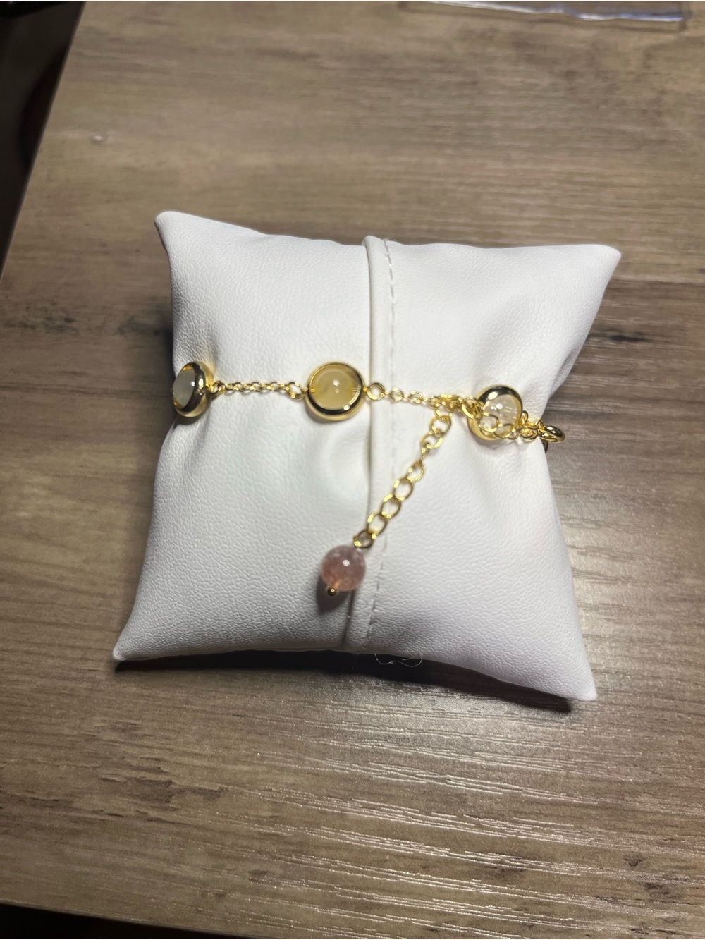 Natural Seven Color Quartz Bracelet Gold Tone Adjustable Crystal Bracelet - Picture 4 of 4